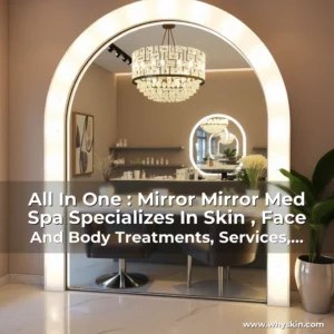 Artistic representation for All In One : Mirror Mirror Med Spa Specializes In Skin , Face And Body Treatments, Services, Products And Products! We Also Offer Massage Therapy And Body Contouring!